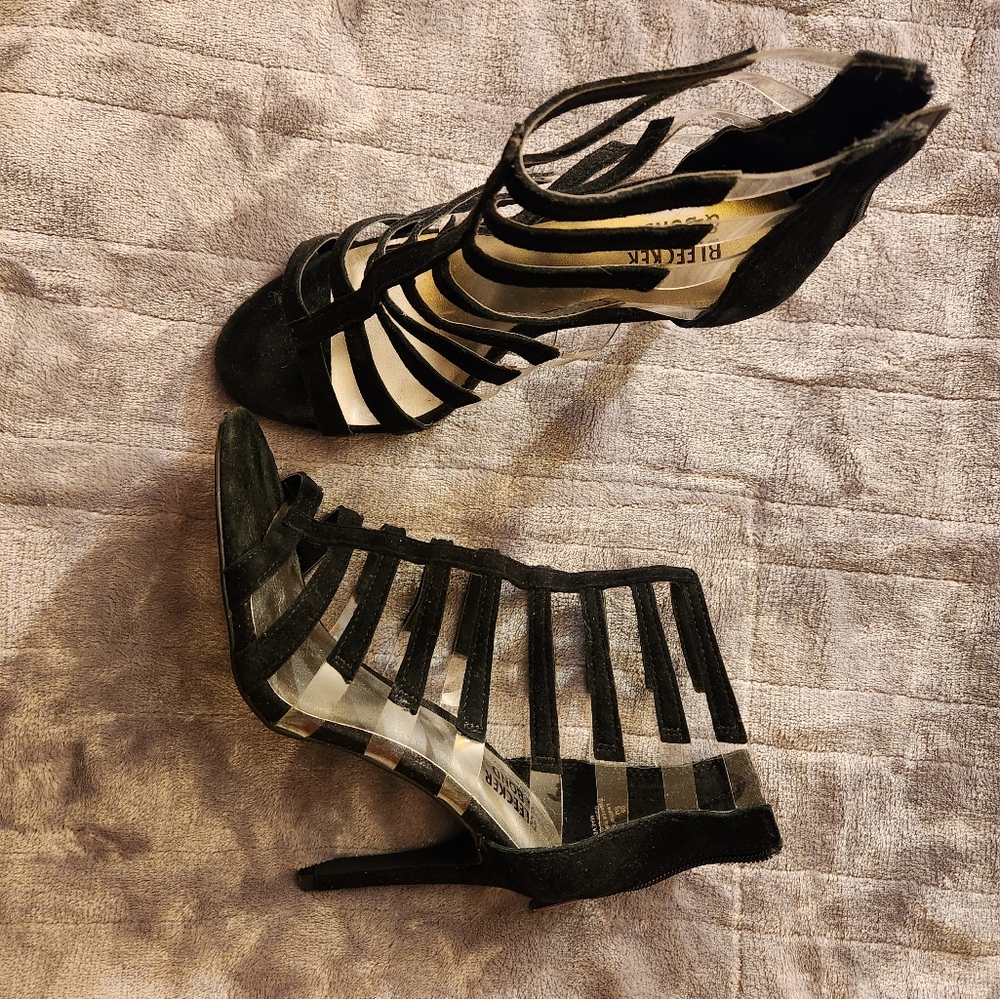 Elegant Black High Heeled Strappy Sandals